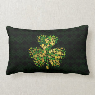 Dekorativ irländsk Shamrock - klöverguld och gr Lumbarkudde
