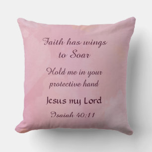 Dekorativ Isaiah 40:11tro kudder rosadröm Kudde