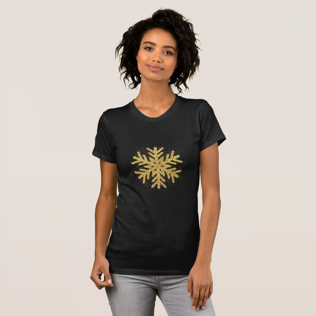 Dekorativ jul Glitter Snowflake Kvinnor T Shirt (Hel framsida)