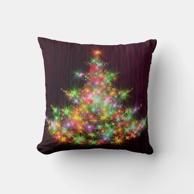 Dekorativ jul Guld Glitter Träd Black Kudde (Framsida)