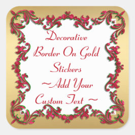 Dekorativ jul i Färg Gräns på Guld Sticker Fyrkantigt Klistermärke