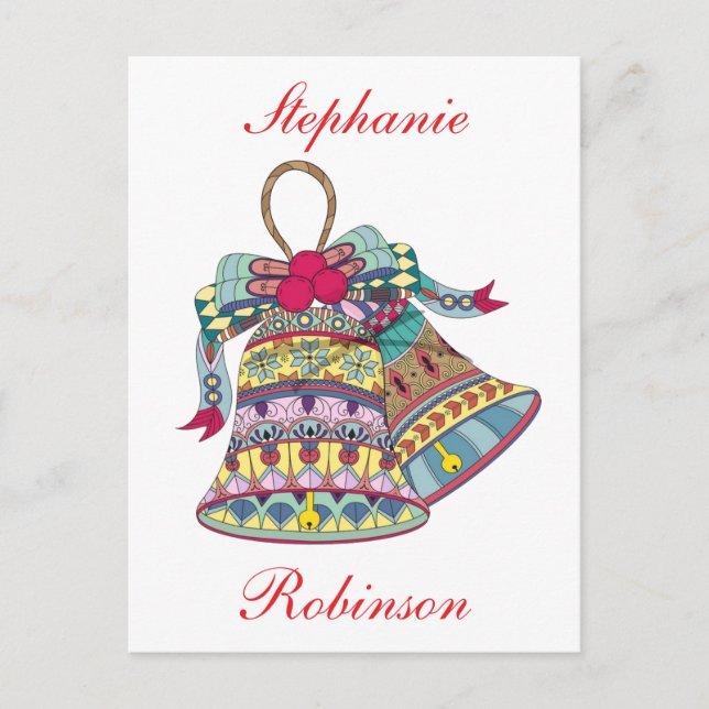 Dekorativ jul klockor inslag helg vykort (Framsida)