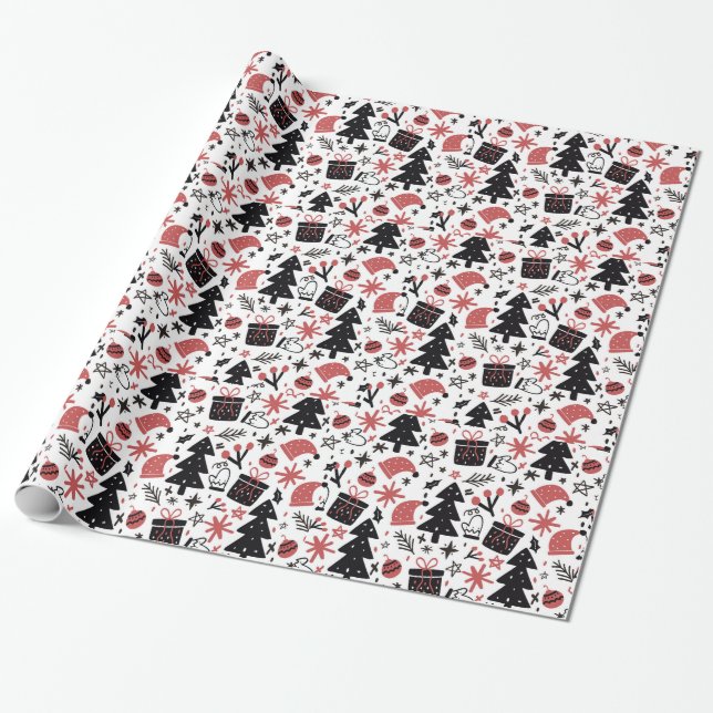 Dekorativ jul Snö med Glitter Presentpapper (Utrullad)