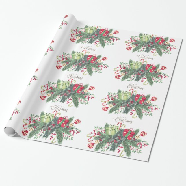 Dekorativ jul Snö med Glitter Presentpapper (Utrullad)