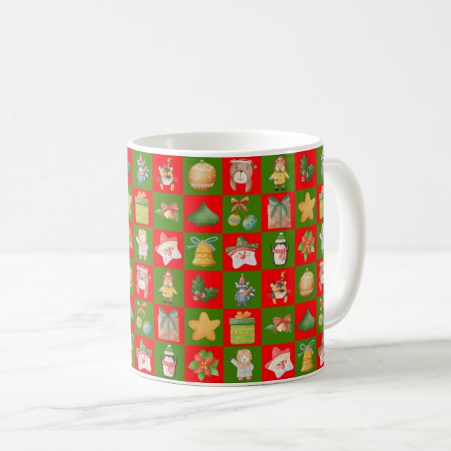 Dekorativ jul, sömlös mönster kaffemugg (Framsida höger)