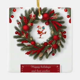 Dekorativ julandedräkt med röda prydnadsföremål julgransprydnad keramik