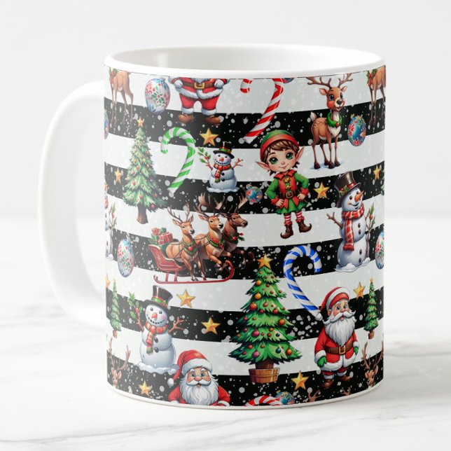 Dekorativ juldesign i Rand Mönster Kaffemugg (Skapare uppladdad)
