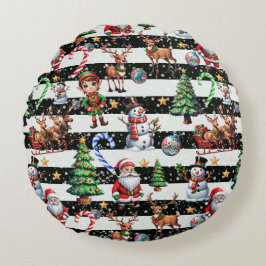 Dekorativ juldesign i Rand Mönster Rund Kudde