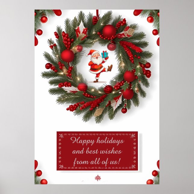 Dekorativ julkrans med röda ornament poster (Framsidan)