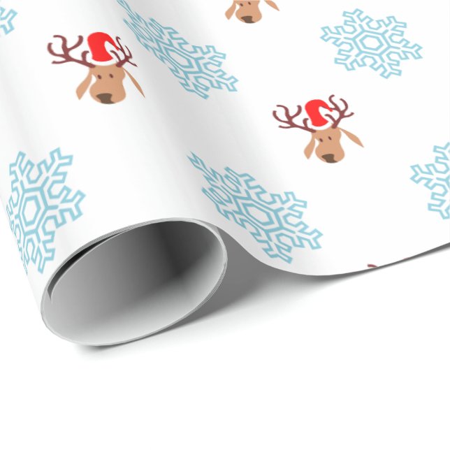 Dekorativ jultomten Reindeer Snowflake Presentpapper (Rullad Hörn)