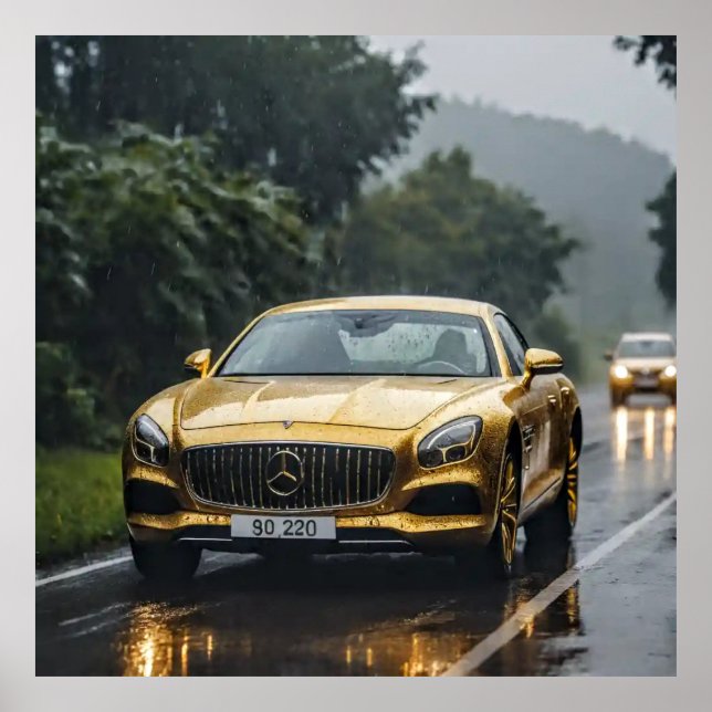 Dekorativ konst - körning i regnet #2 poster (Framsidan)