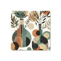 Dekorativ konst med jordnära toner, växt vas