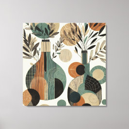 Dekorativ konst med jordnära toner, växt vas canvastryck