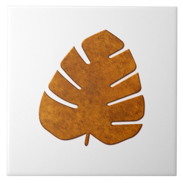 Dekorativ kopparklocka Monstera Löv keramisk Tile Kakelplatta (Framsidan)