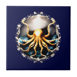 Dekorativ kraken havssallat glam octopus-strand kakelplatta