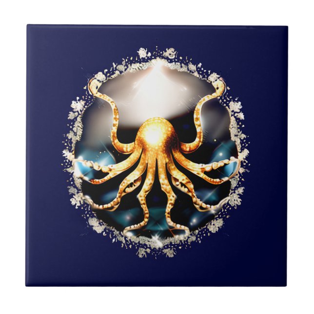 Dekorativ kraken havssallat glam octopus-strand kakelplatta (Framsidan)