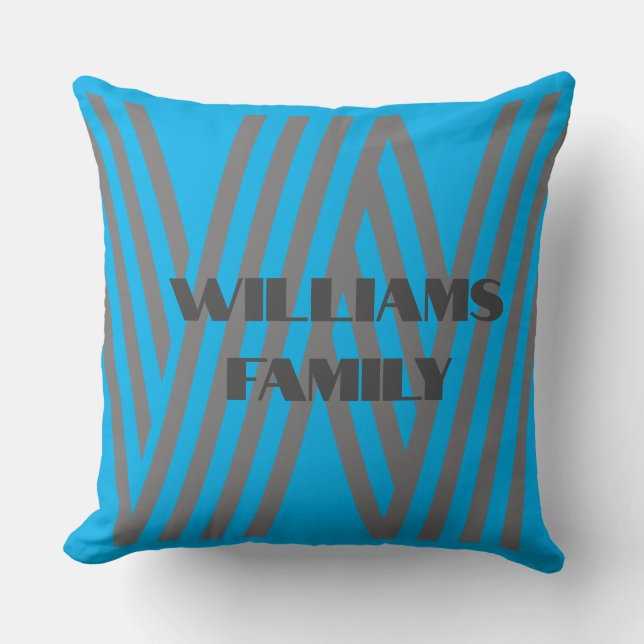 Dekorativ kudde anpassningsbar-mallens blå monogra (Framsida)