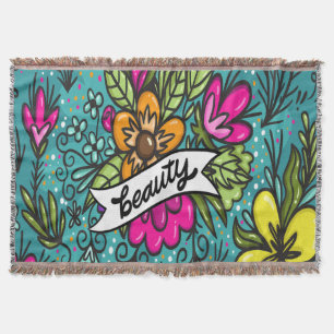 Dekorativ kudde Beauty med Flowers Filt