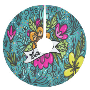 Dekorativ kudde Beauty med Flowers Julgransmatta Borstad Polyester