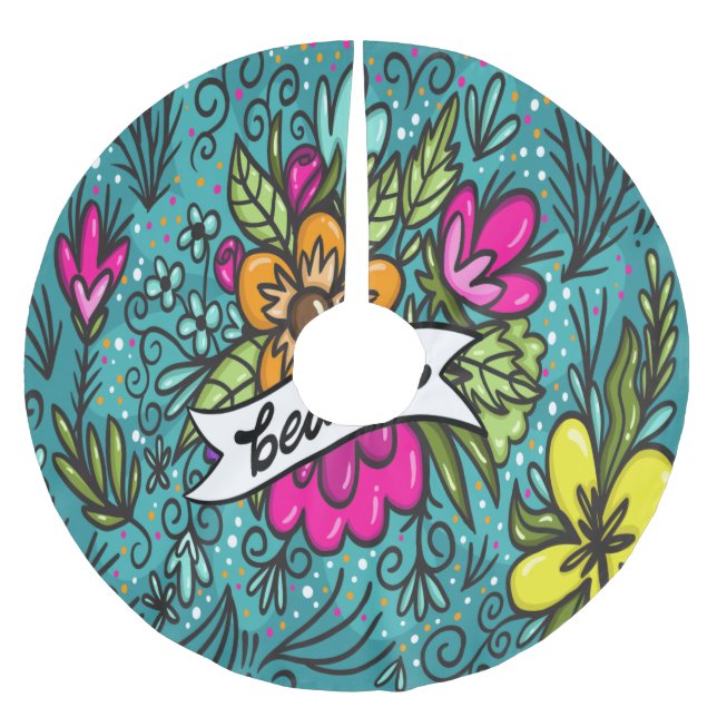 Dekorativ kudde Beauty med Flowers Julgransmatta Borstad Polyester (Framsidan)