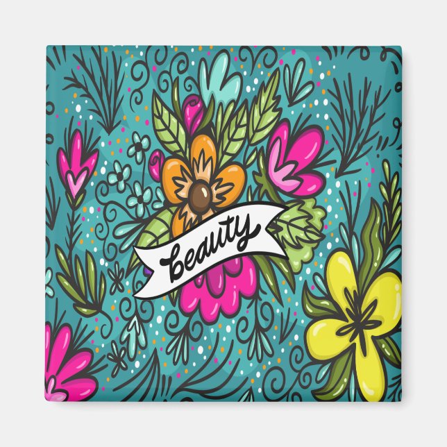 Dekorativ kudde Beauty med Flowers Magnet (Framsidan)