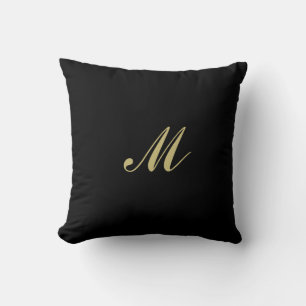 Dekorativ kudde Black Guld Anpassningsbar Monogram