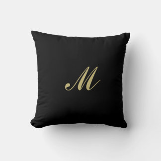 Dekorativ kudde Black Guld Anpassningsbar Monogram