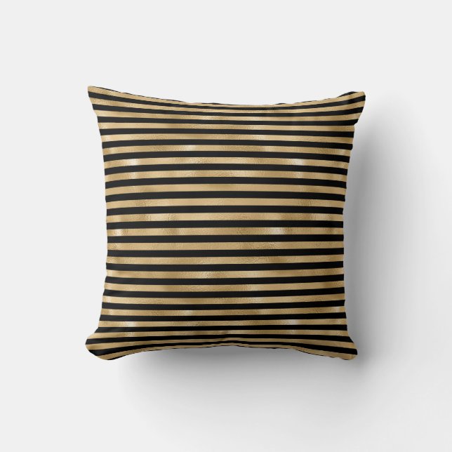 Dekorativ kudde Black och Guld Stripe (Framsida)