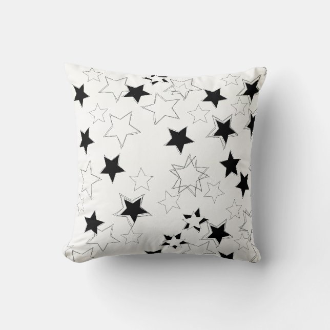 Dekorativ kudde Black & White Stars (Framsida)