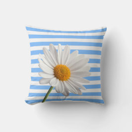 Dekorativ kudde Blue och White Rand White Daisy