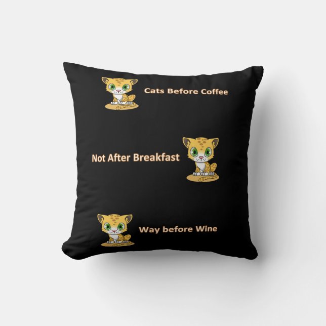 Dekorativ kudde Cats Breakfast Vin Coffee Black (Framsida)