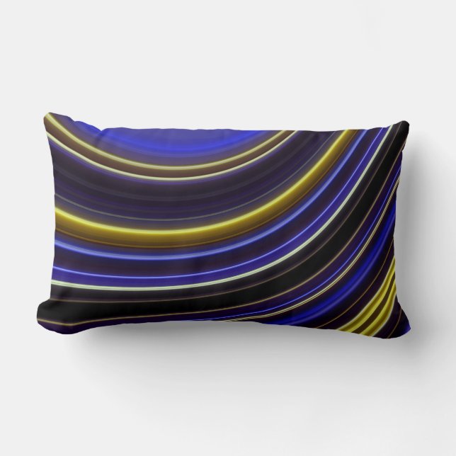 Dekorativ kudde, Curved Neon Rand, Blue Guld Lumbarkudde (Framsida)