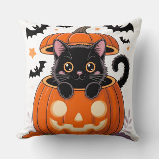 Dekorativ kudde - Cute Black Cat i Pumpkin Hallowe
