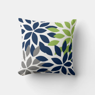 Dekorativ kudde Dahlia Navy Grönt White