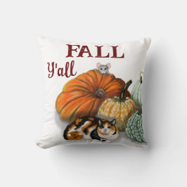 Dekorativ kudde, fall, med Calico Cat, mus, pumpki Kudde