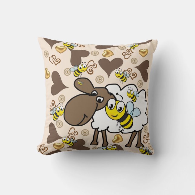Dekorativ kudde får Bumblebee Brown Hearts (Framsida)