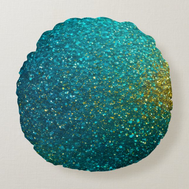 Dekorativ kudde, färgad Glitter Art Round Rund Kudde (Framsidan)