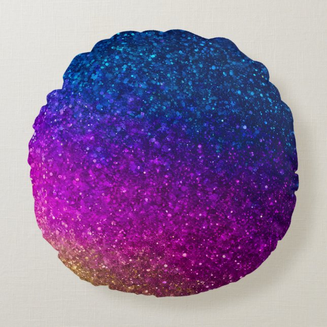 Dekorativ kudde, färgad Glitter Art Round Rund Kudde (Framsidan)
