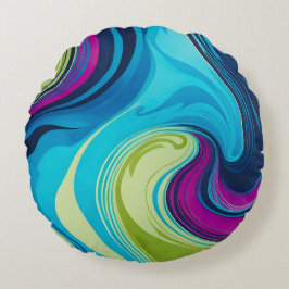 Dekorativ kudde, färgad marmorerad Papper konsthun Rund Kudde