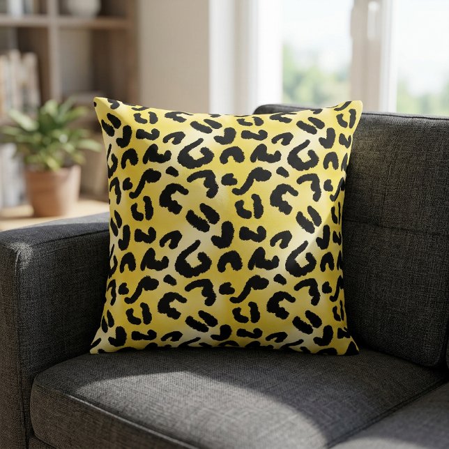 Dekorativ kudde för Bright Gult och svart leopard (Animal Print Pillow)