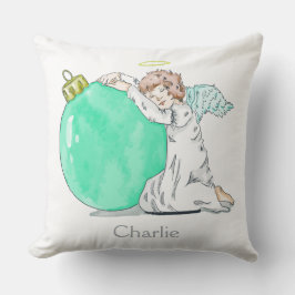 Dekorativ kudde för eget namn för julgel