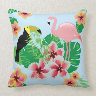 Dekorativ kudde för FlamingoToucan bomull
