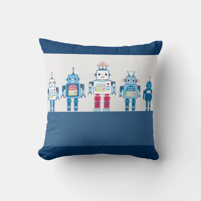 Dekorativ kudde för Geek för blåttrobotTech (Framsida)