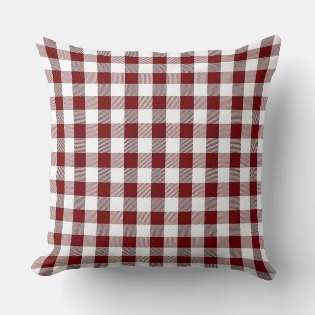 Dekorativ kudde för klassikerBurgundy röd Gingham (Framsida)