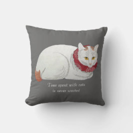 Dekorativ kudde för konst för katt för vintagevit