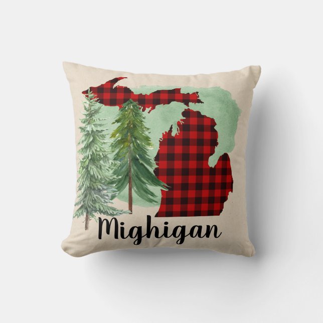 Dekorativ kudde för Michigan buffelpläd (Framsida)