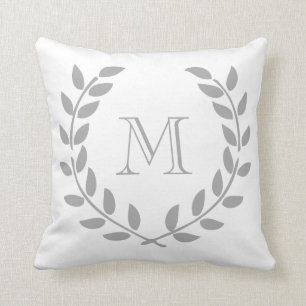 Dekorativ kudde för Monogram för grå
