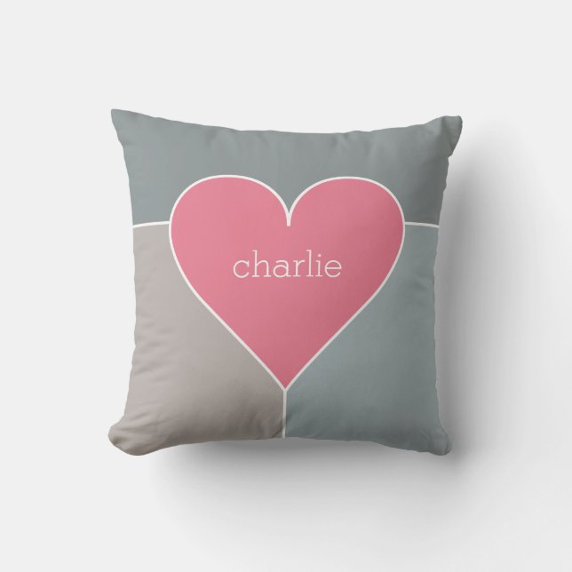 Dekorativ kudde för monogram för hjärtamönster (Framsida)