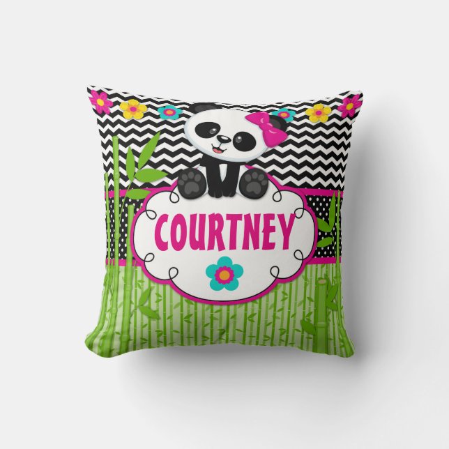 Dekorativ kudde för Monogram för Pandabjörn djur (Framsida)
