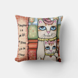 Dekorativ kudde för mor- och dotterkattkärlek